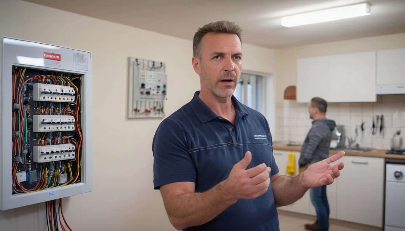 Electrician explaining electrical requirements