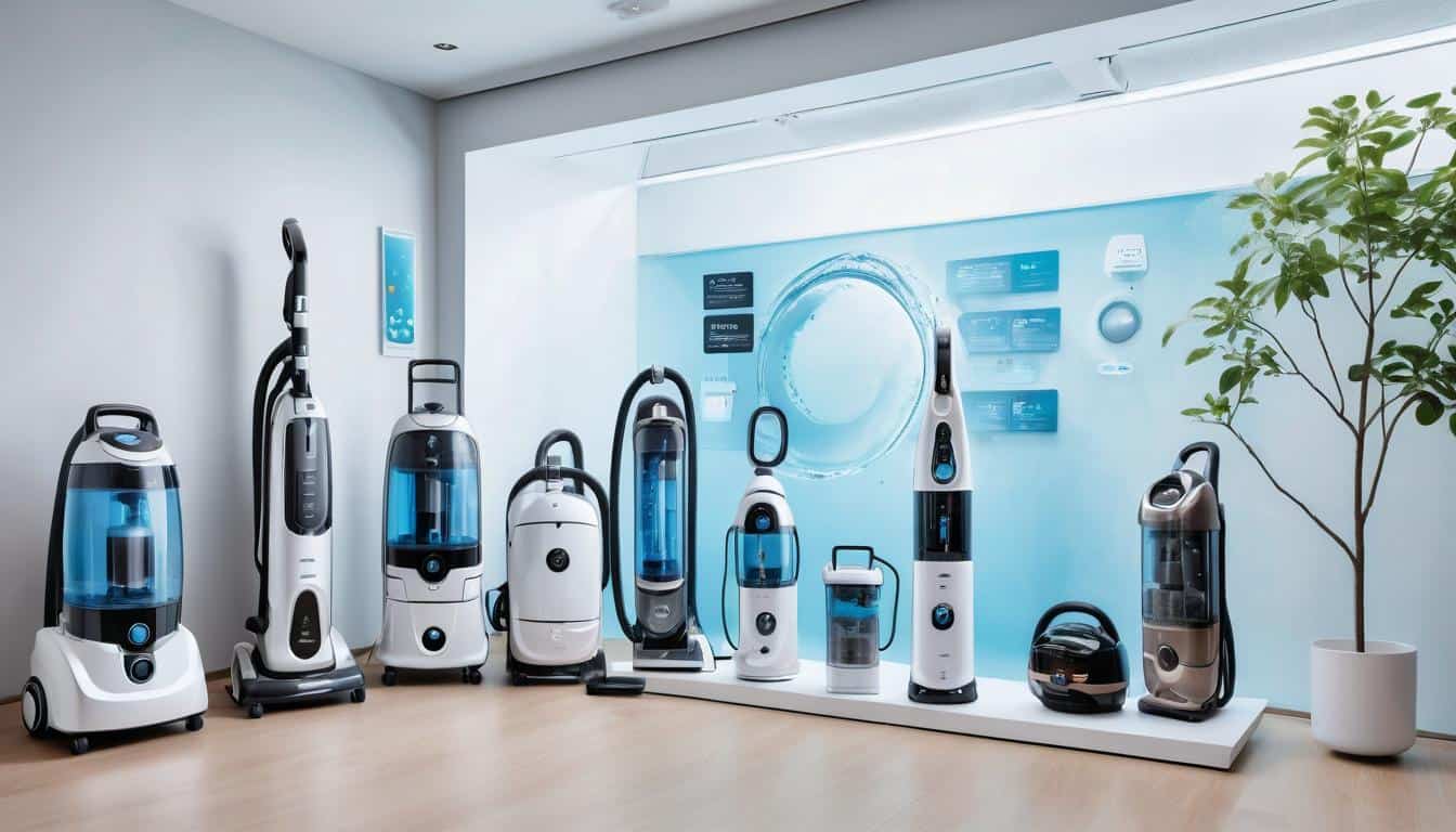 Water filtration vacuum cleaners display