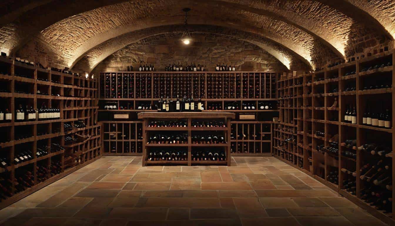 Aged wine cellar ambiance