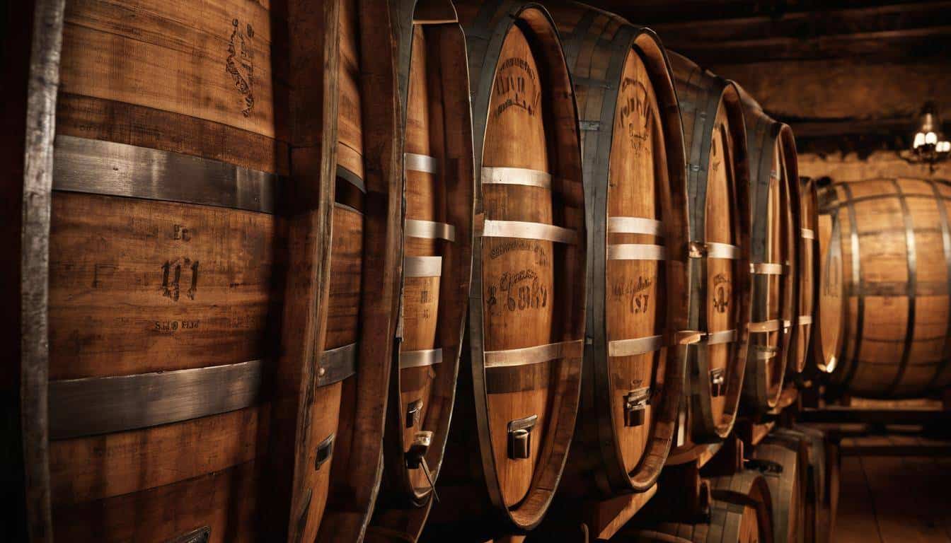 Aging barrels in cellar