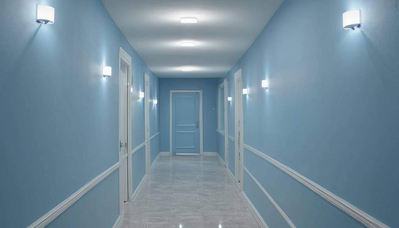 Airy blue hallway