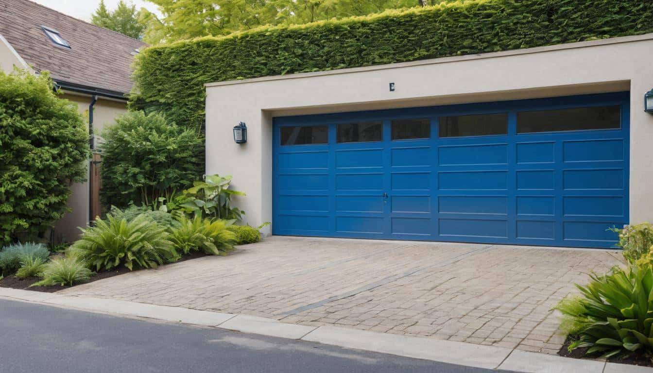 Artistic blue garage doors