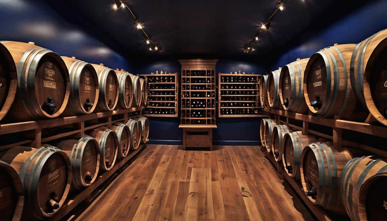 Artistic wine barrel display