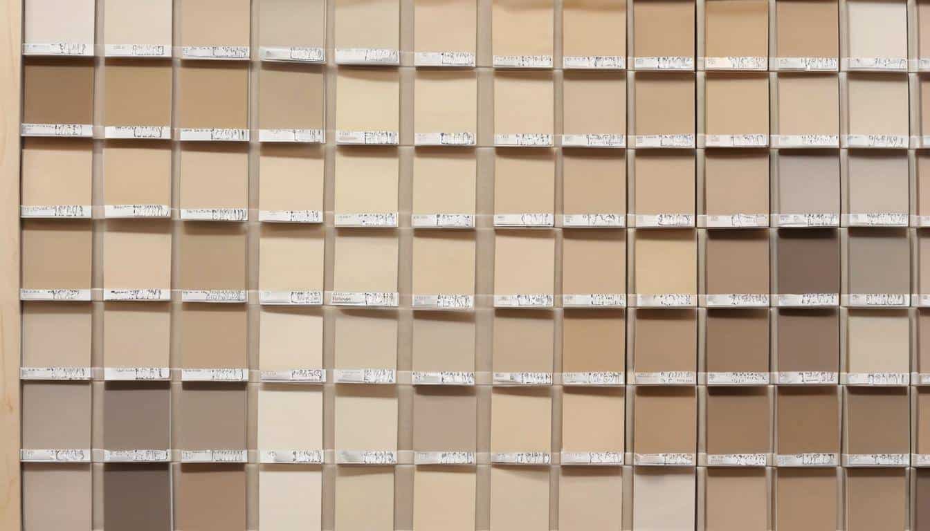 Beige paint swatches display