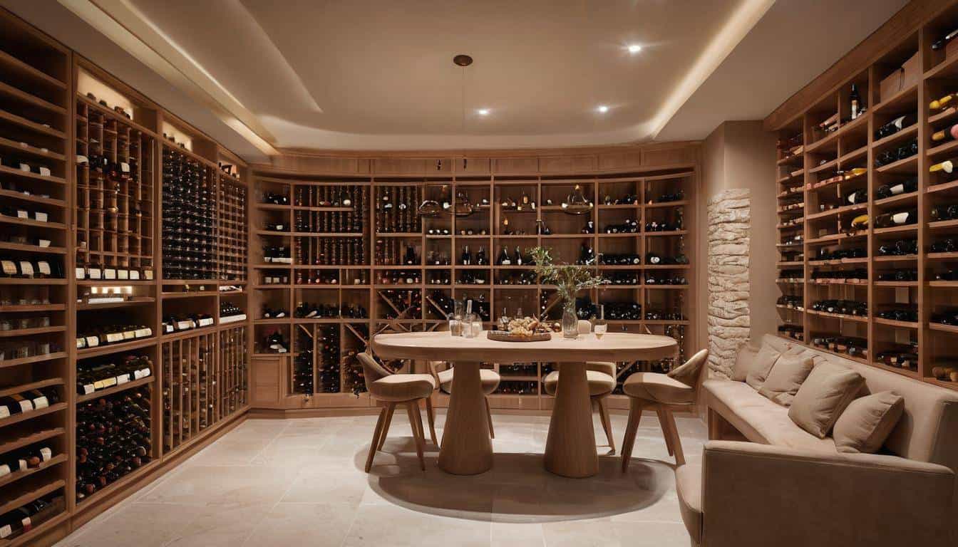 Beige wine cellar ambiance