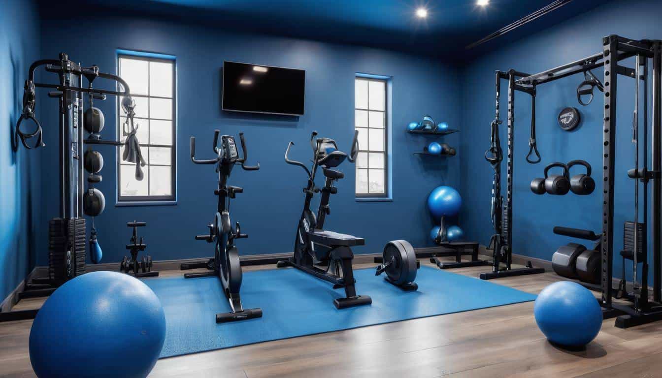 Blue home gym design