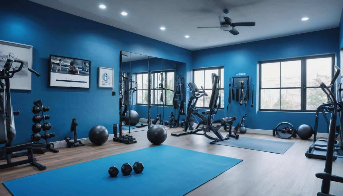 Blue home gym workout