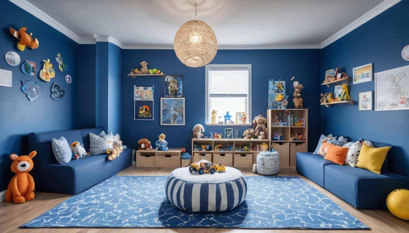 Blue-themed playful playroom