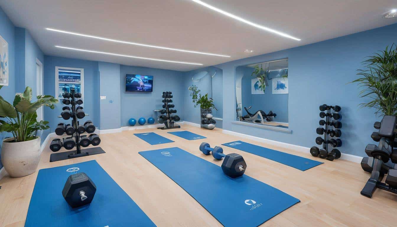 Blue-toned home gym