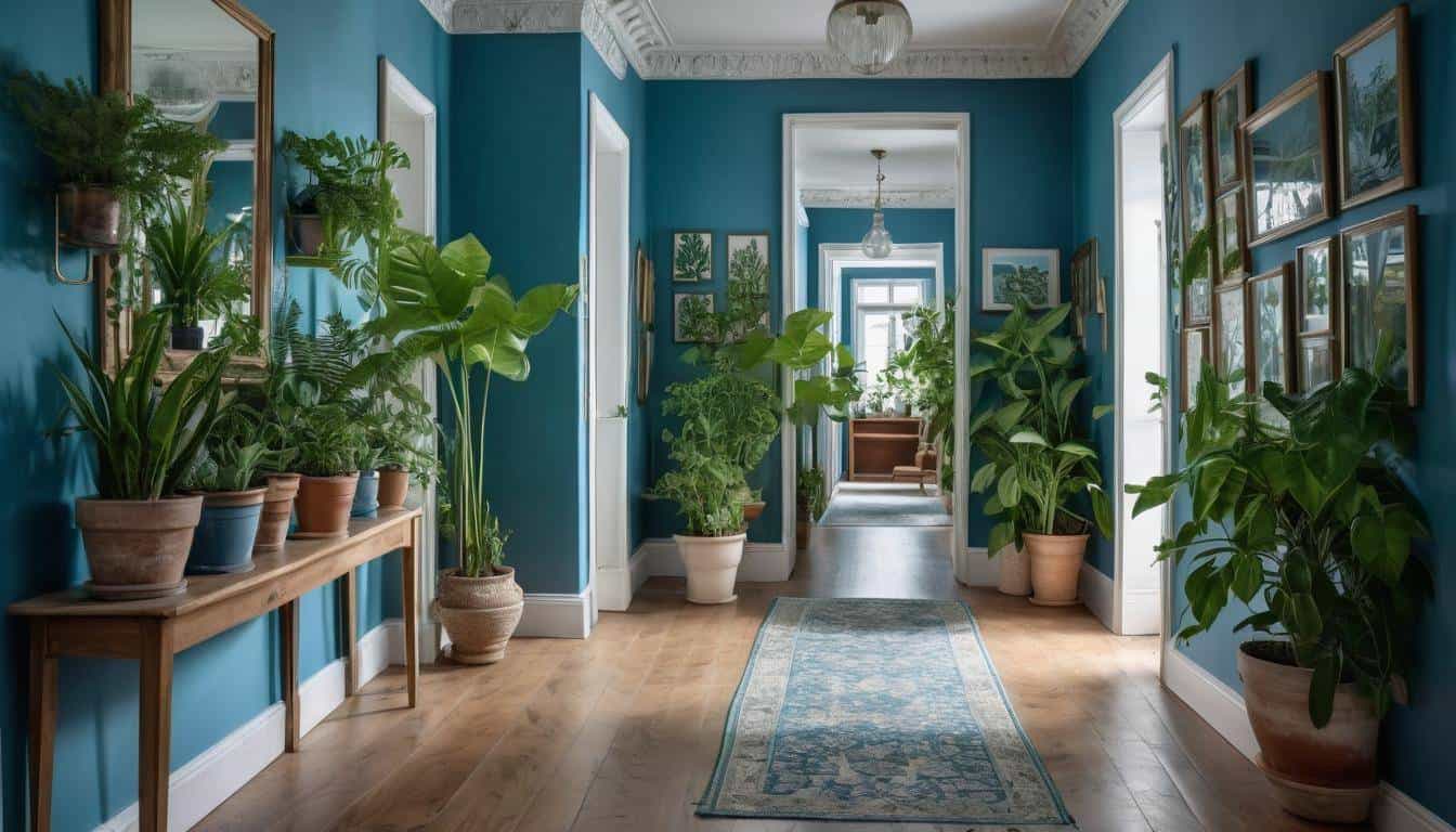 Botanical decor in hallway