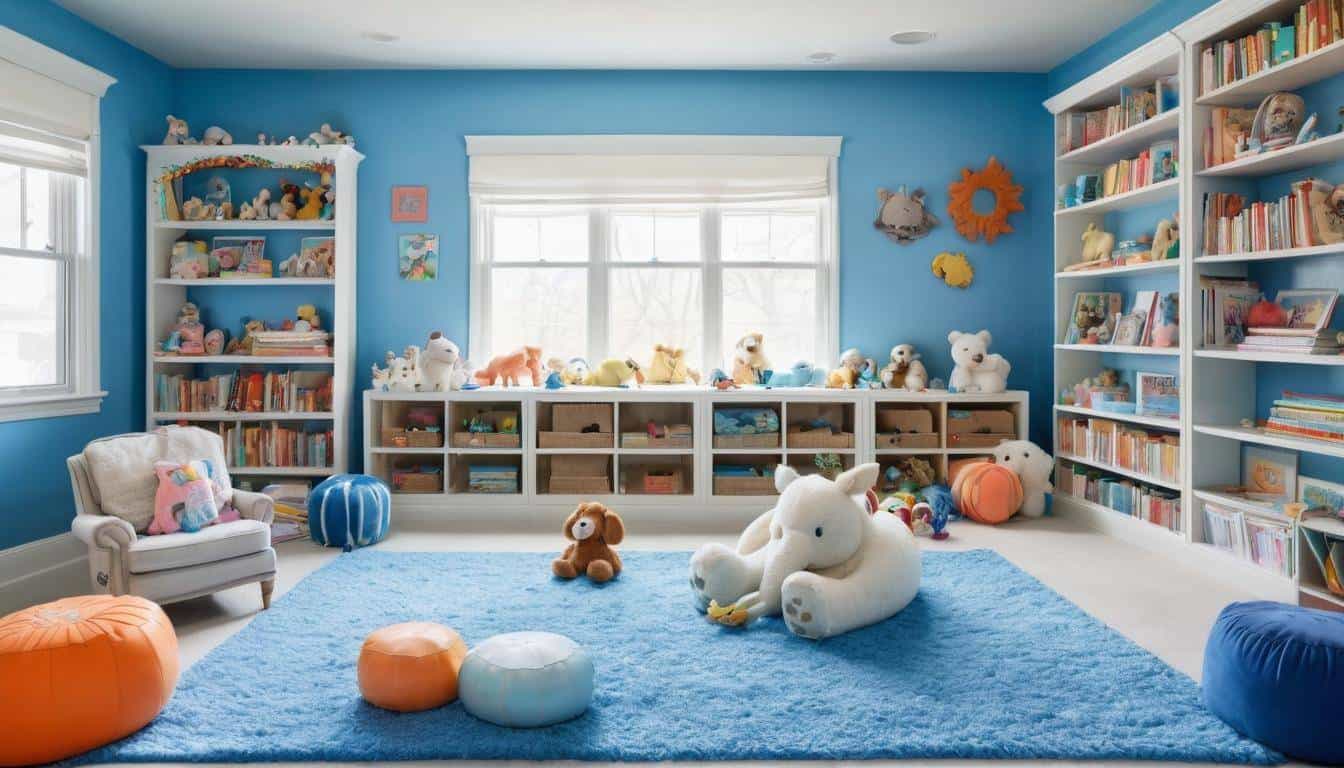 Bright blue playroom