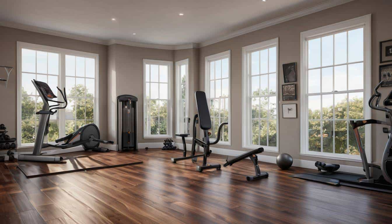 Brown home gym flooring