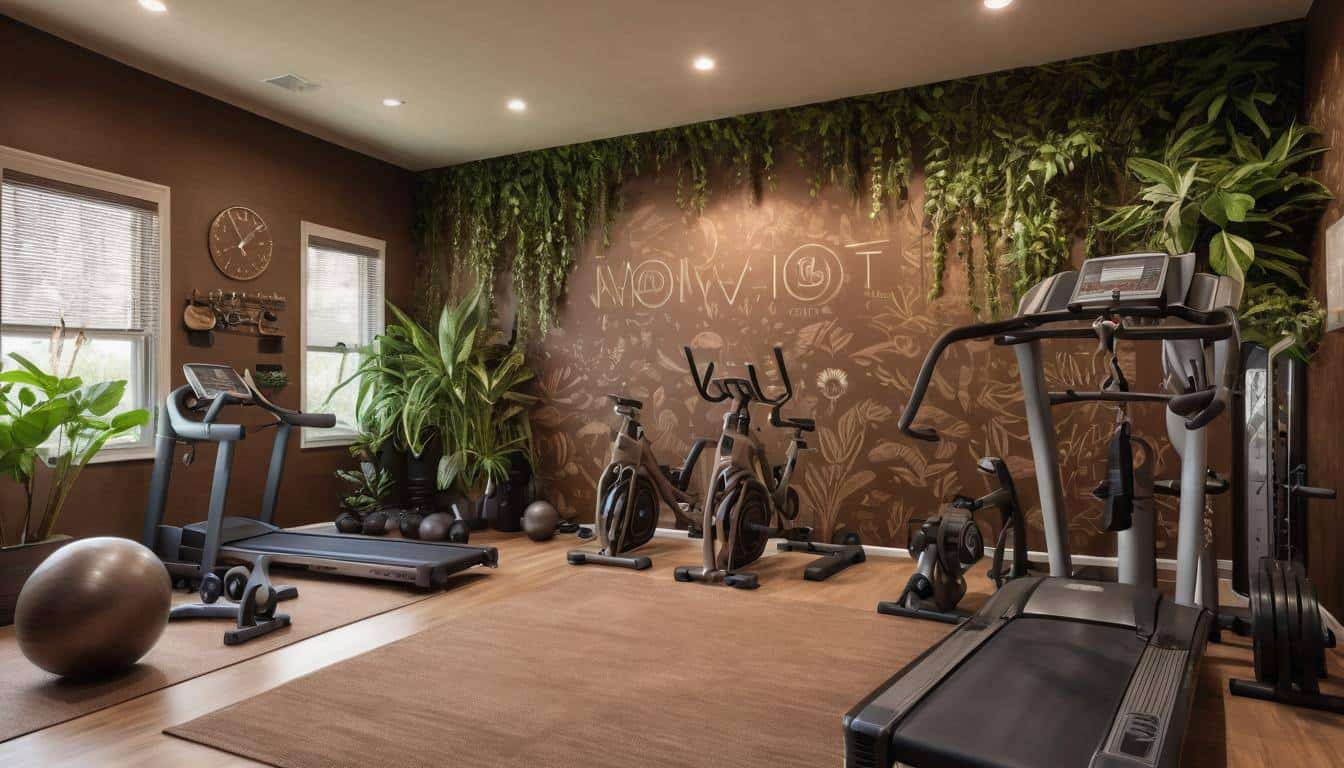 Brown-themed home gym design