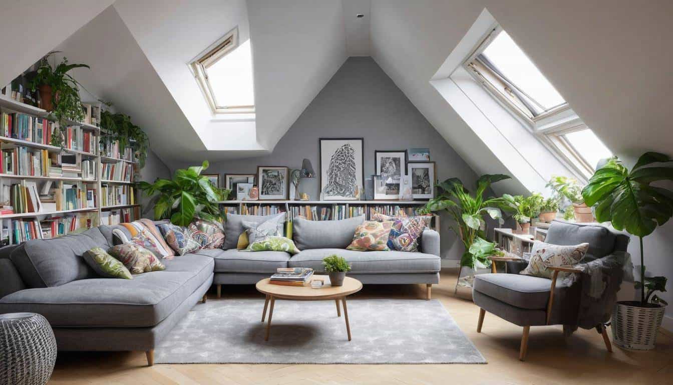 Chic grey attic decor