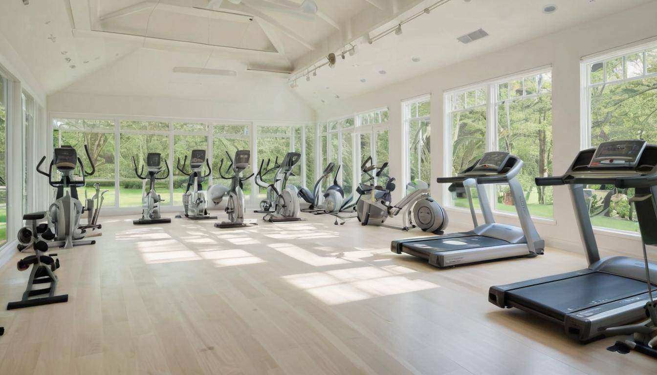 Clean white home gym