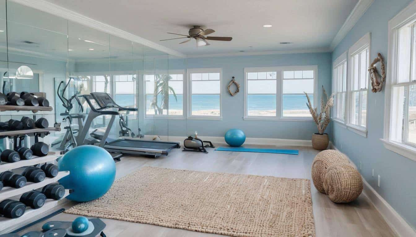 Coastal-themed home gym