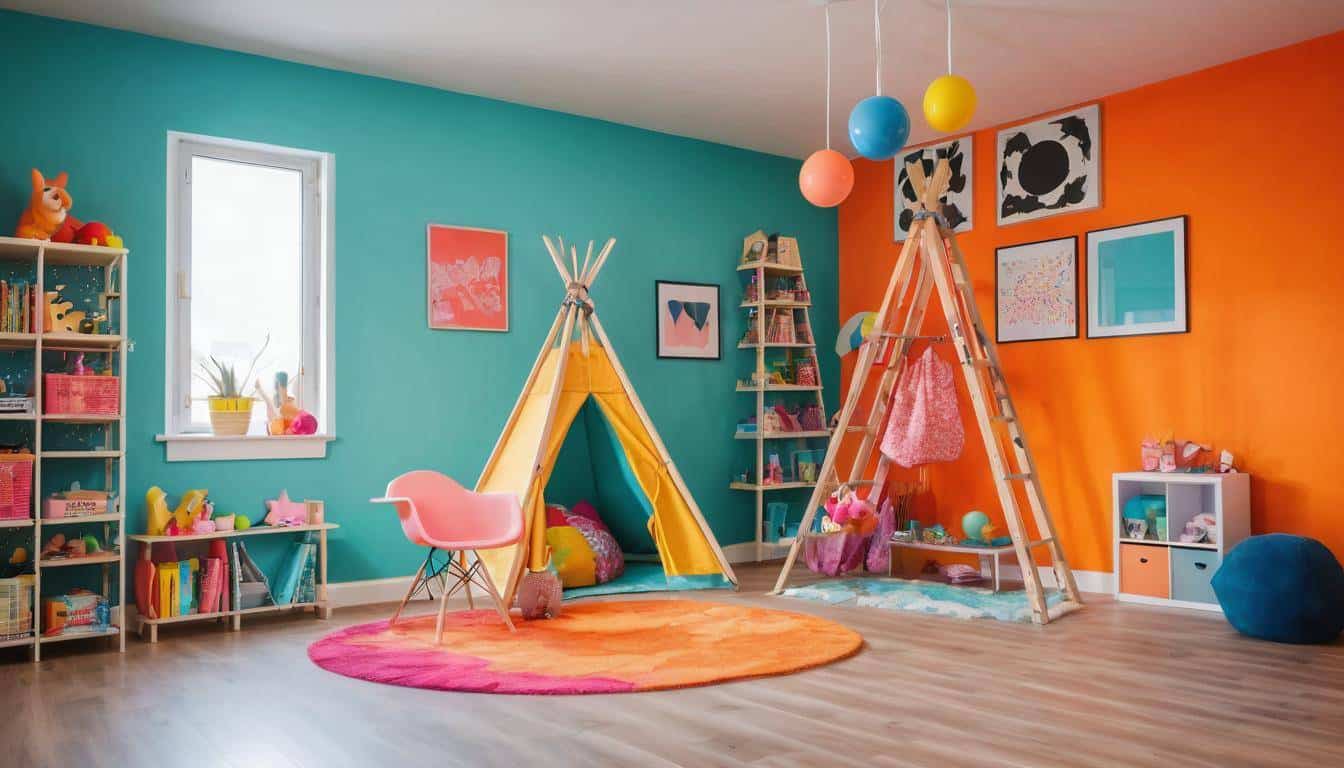 Colorful dual-themed playroom