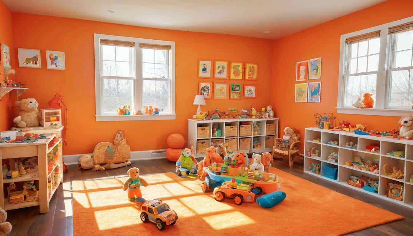 Colorful orange playroom