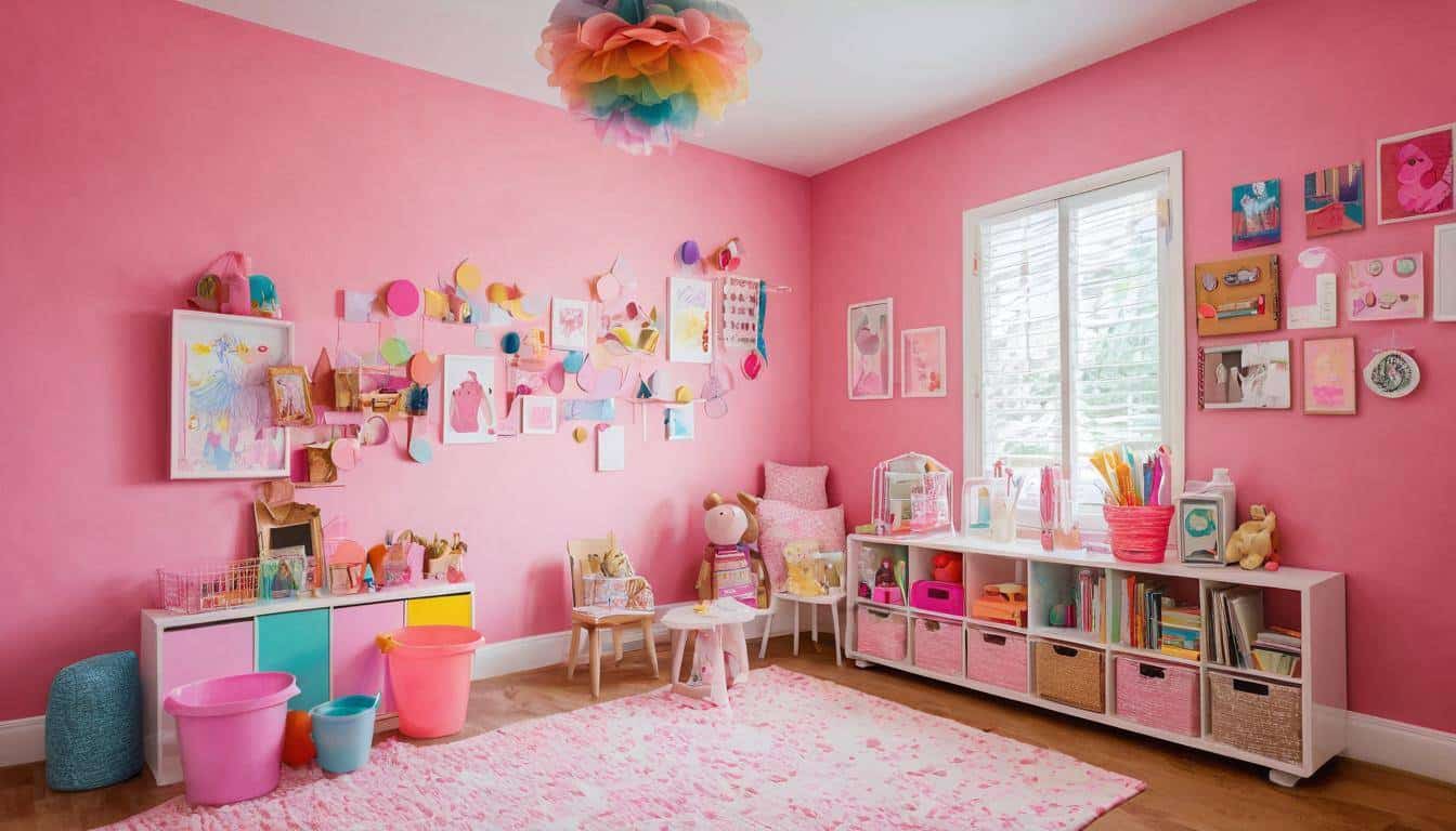 Colorful pink playroom wall palette