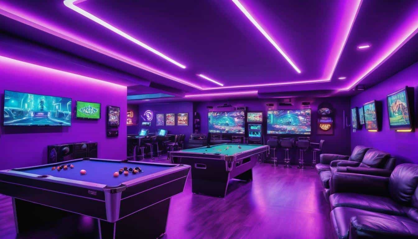 Colorful, well-lit game room