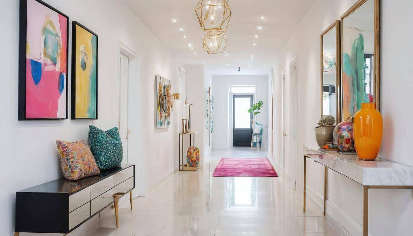 Colorful white hallway design