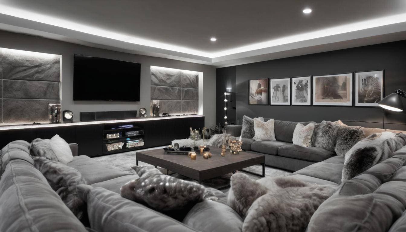 Comfortable gray game room