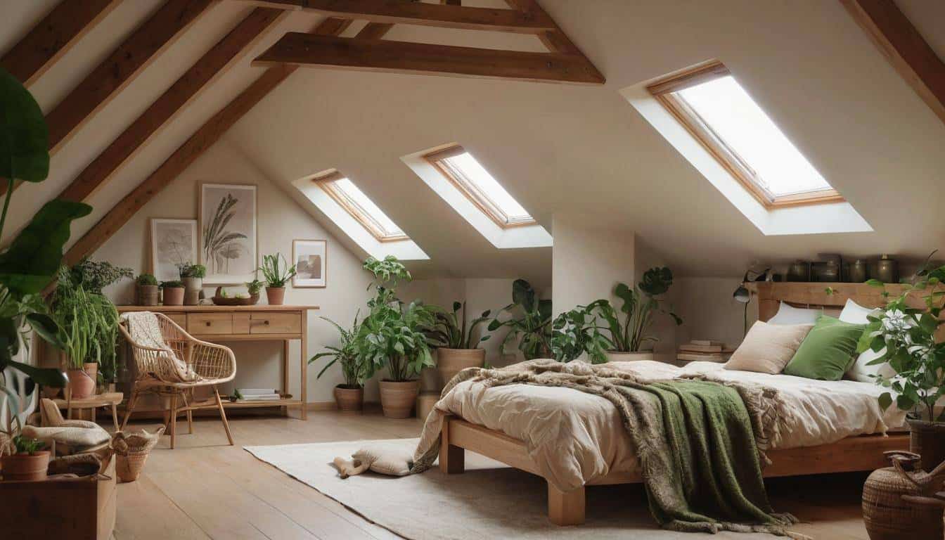 Cozy attic in earthy tones