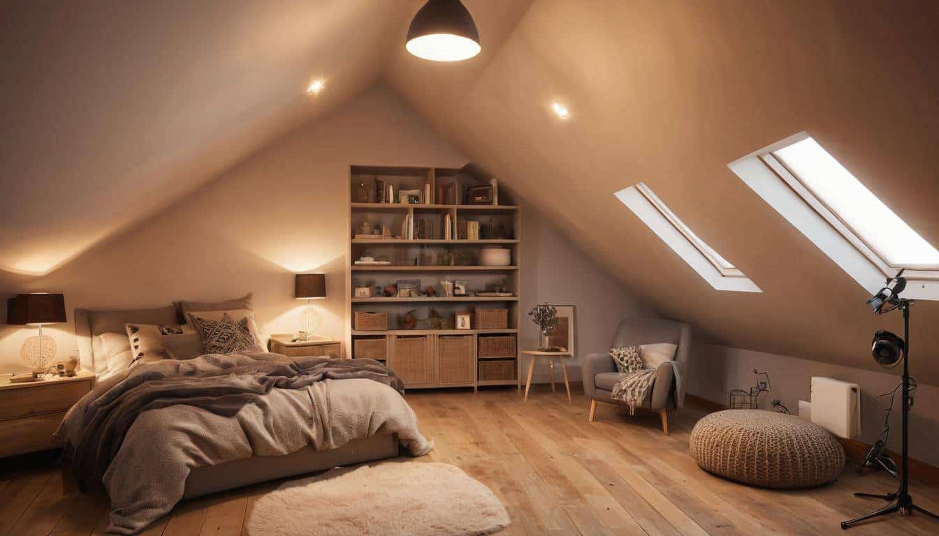 Cozy attic lighting