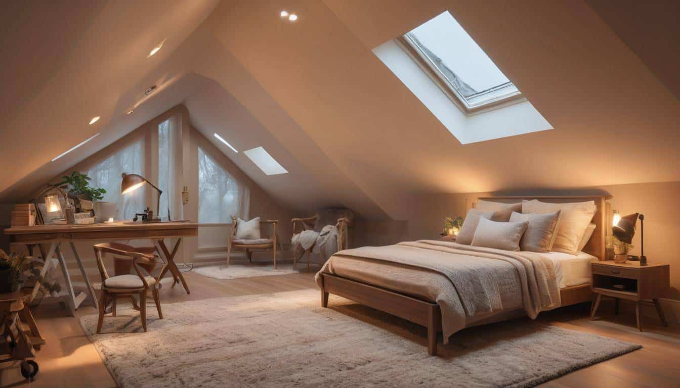 Cozy attic lighting design