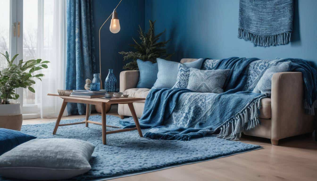 Cozy blue living room decor