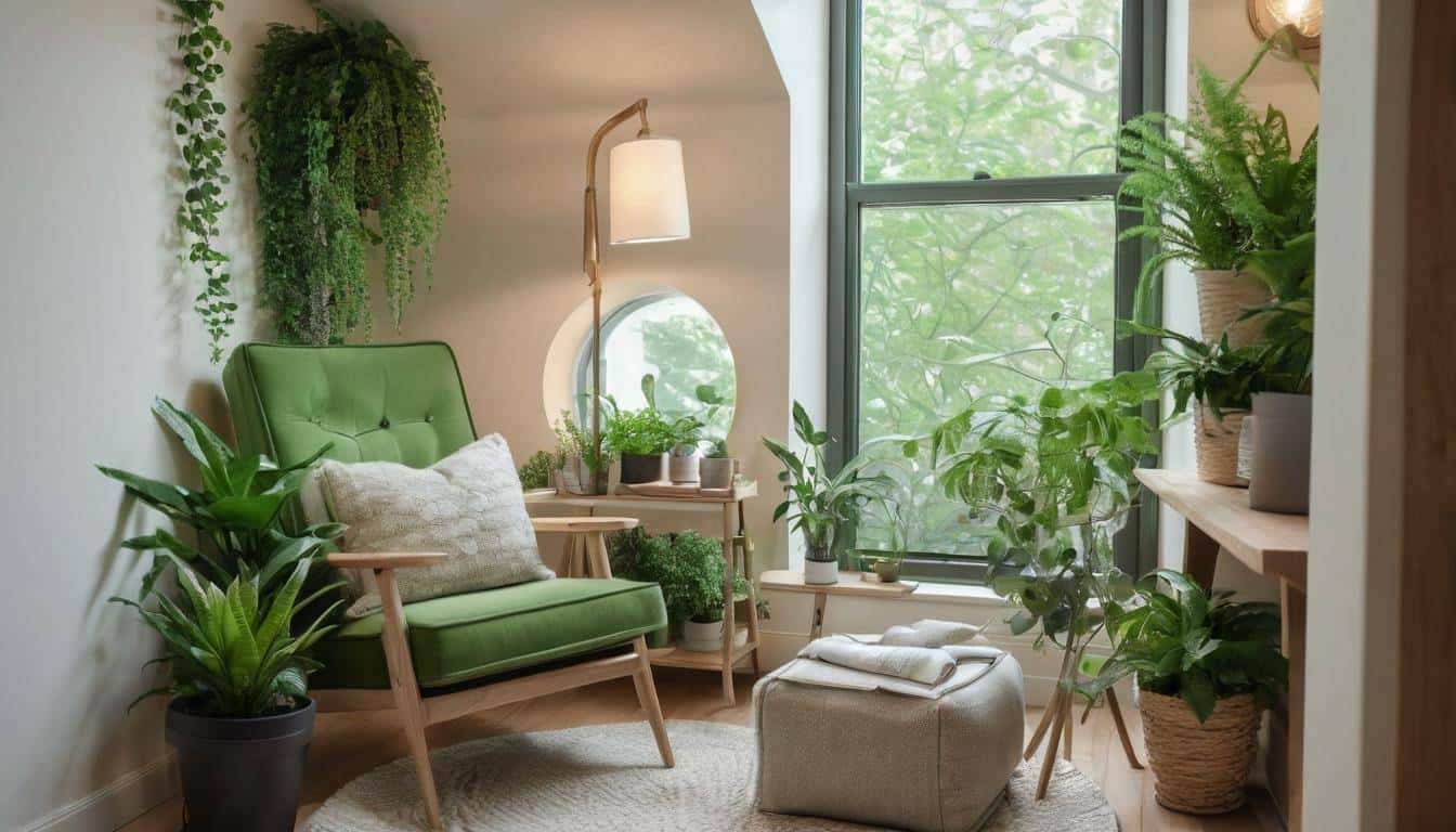 Cozy green reading nook