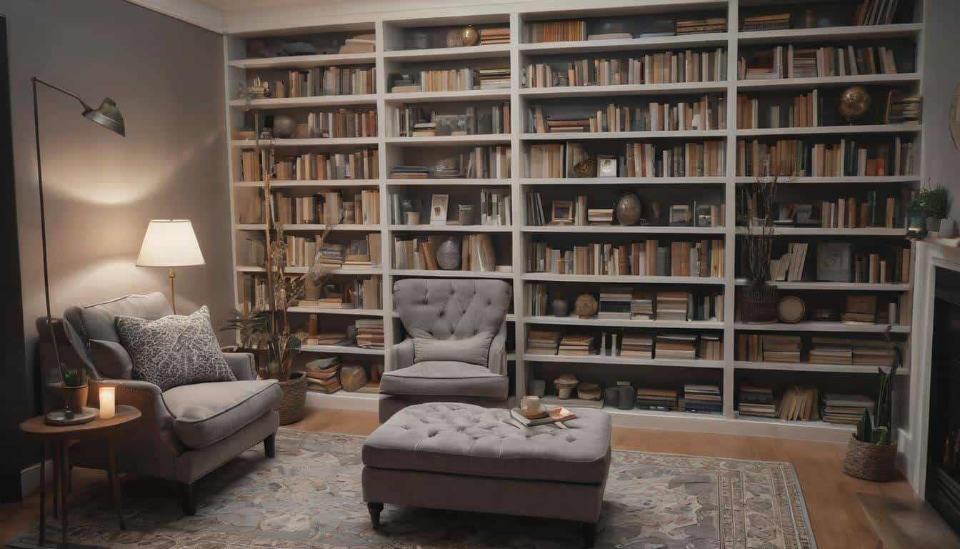 Cozy grey home library