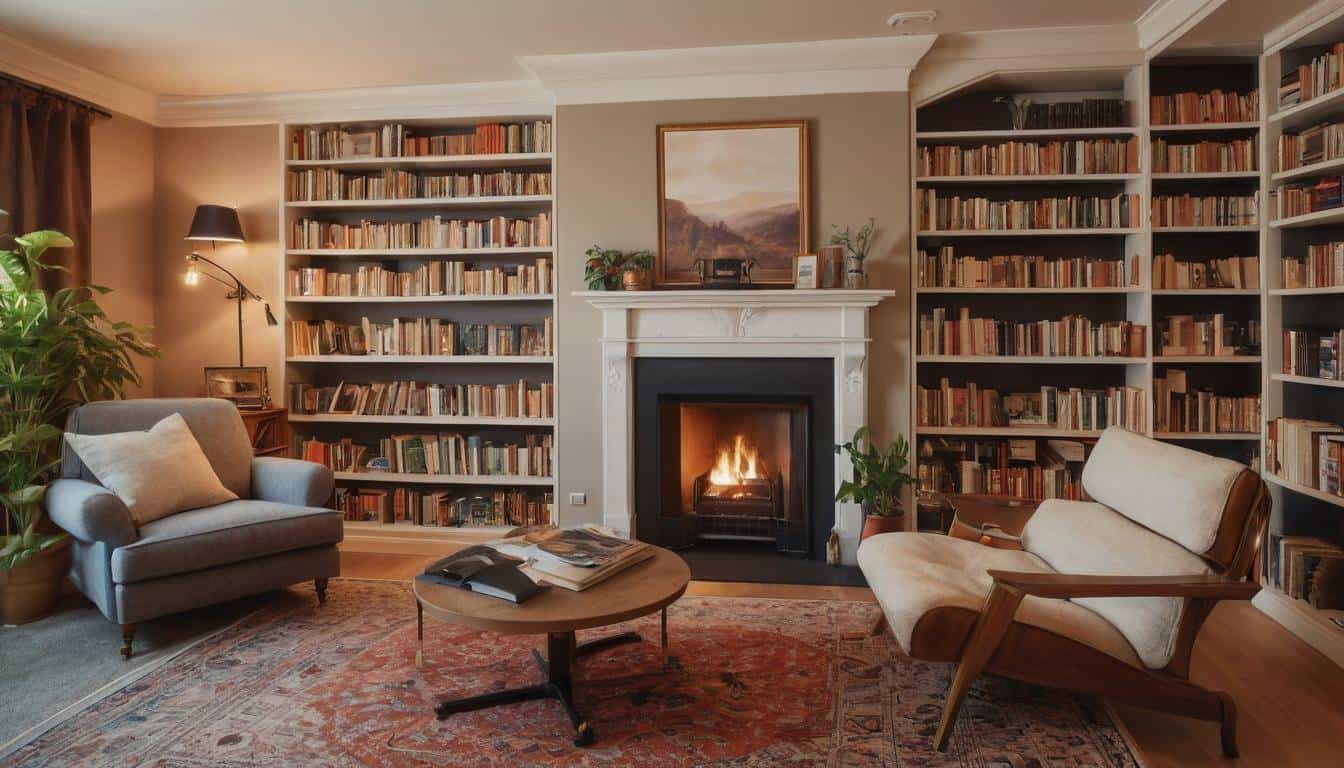 Cozy home library ambiance