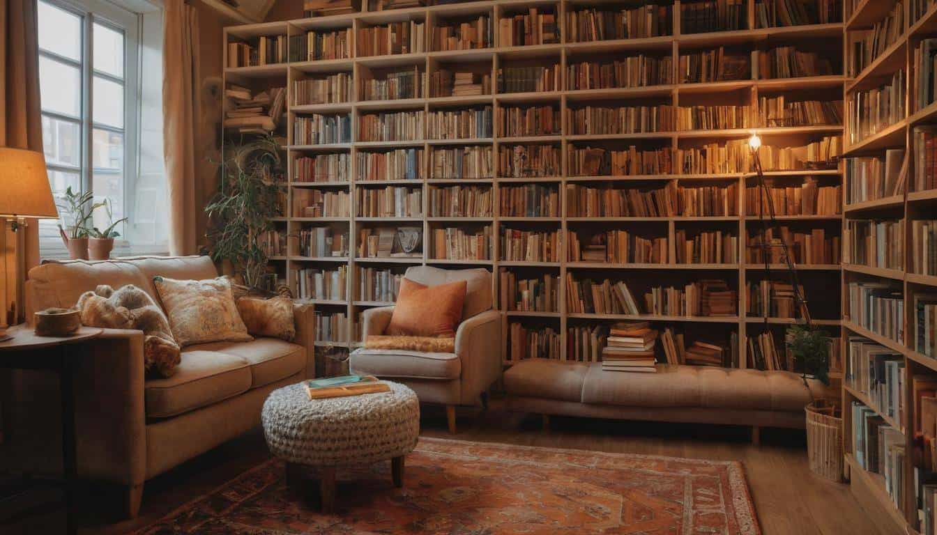 Cozy home library ambiance