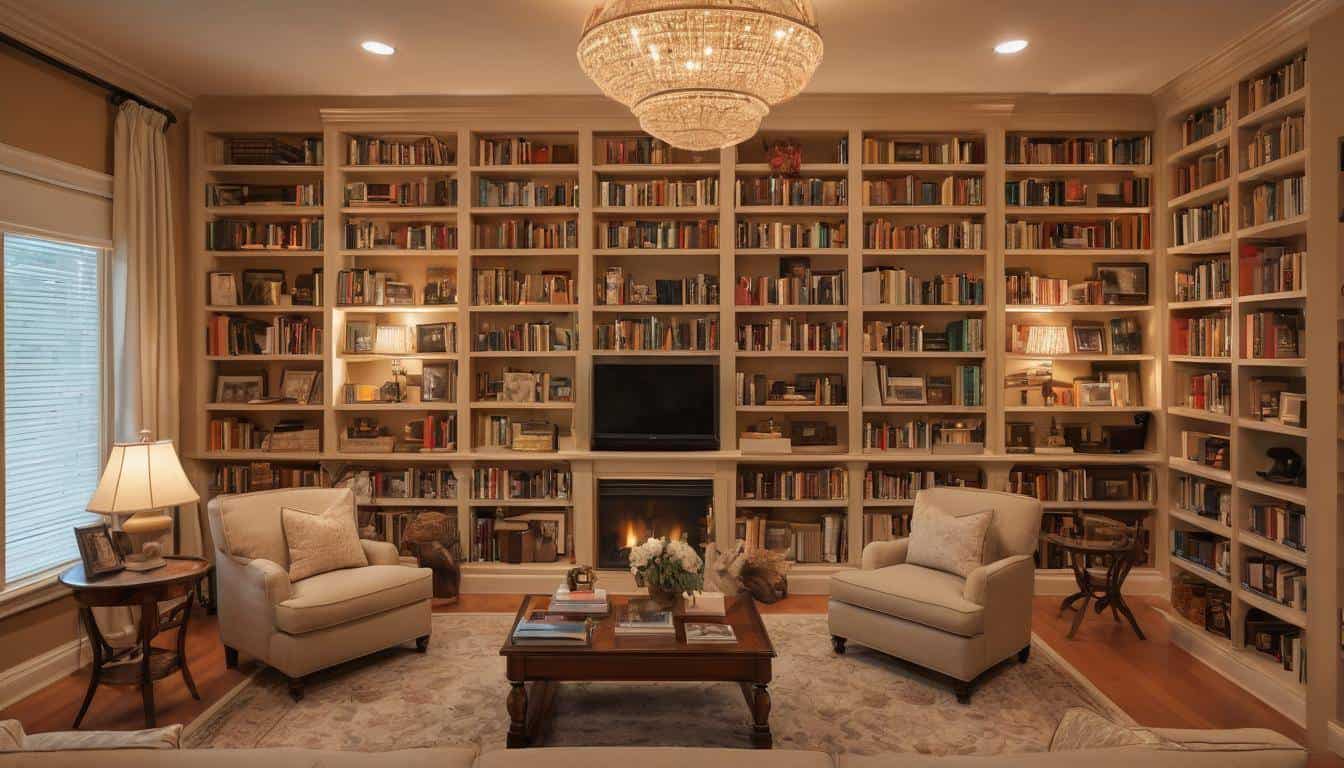 Cozy home library lighting