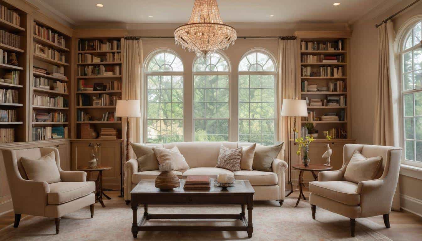 Cozy home library lighting