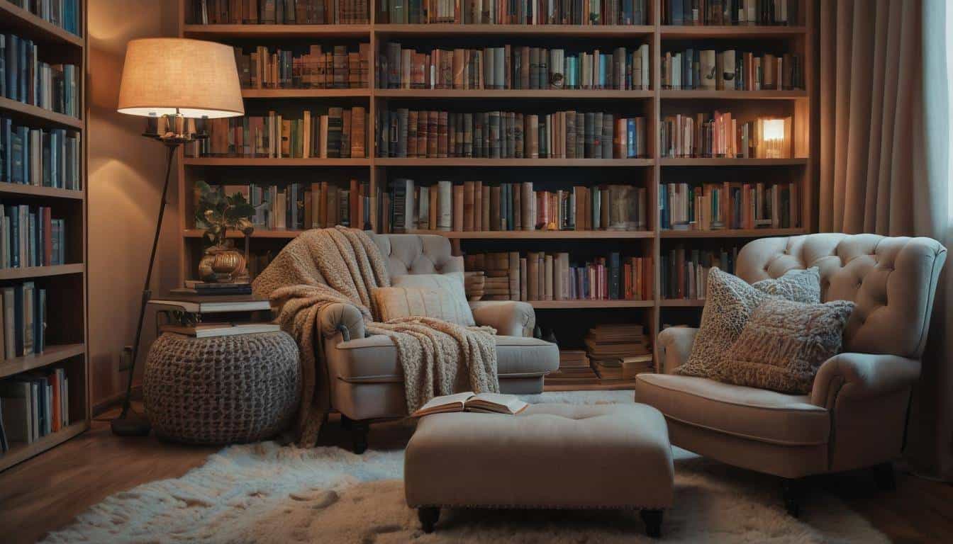 Cozy home library seating