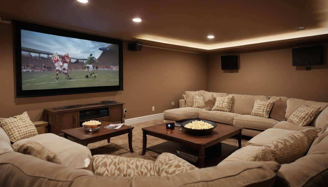 Cozy home theater with projector