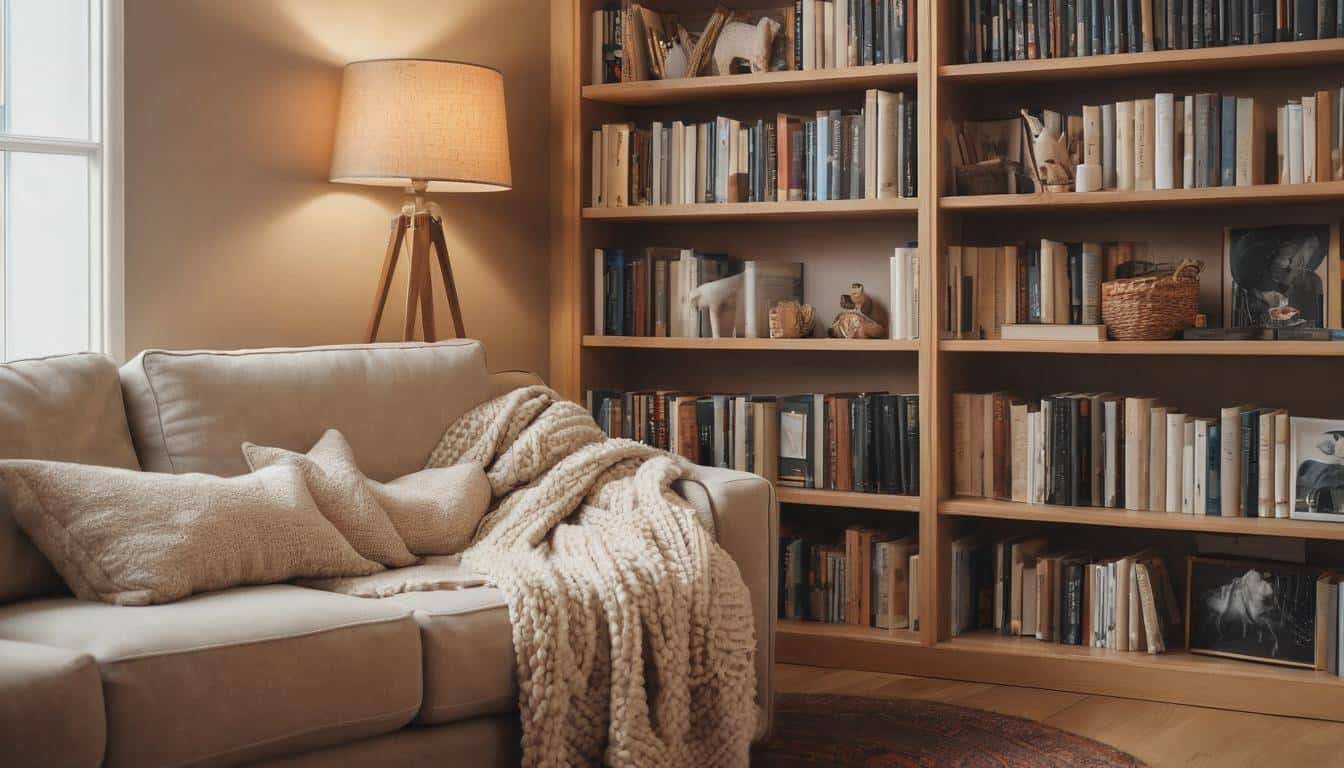 Cozy library reading nook