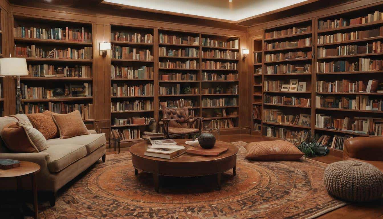 Cozy library with rug