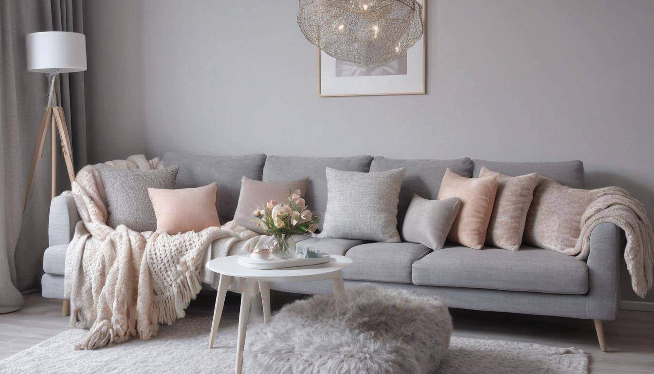 Cozy light gray guest room