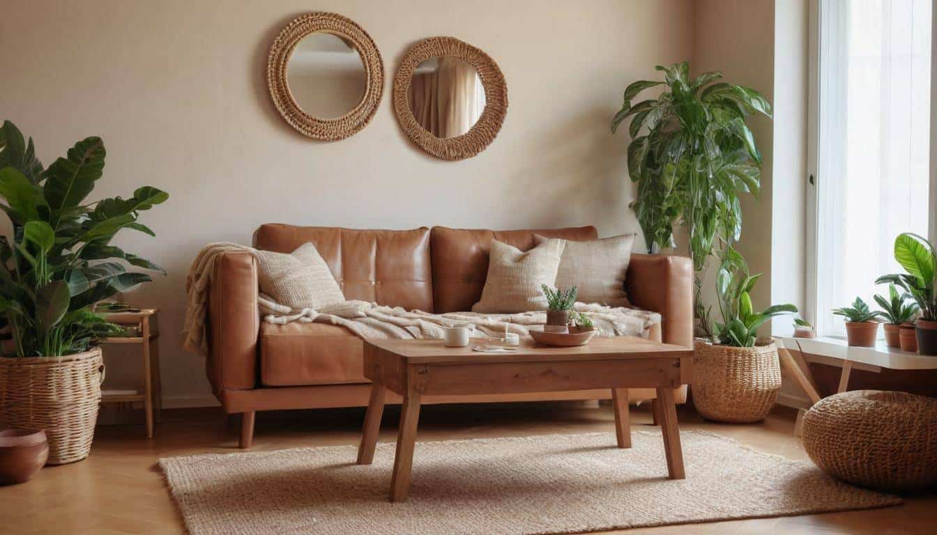 Cozy living room with brown accents