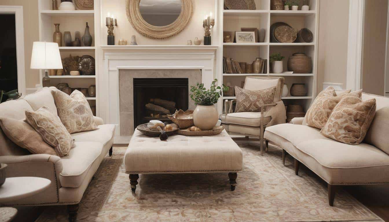 Cozy living room with rugs and comfortable seating