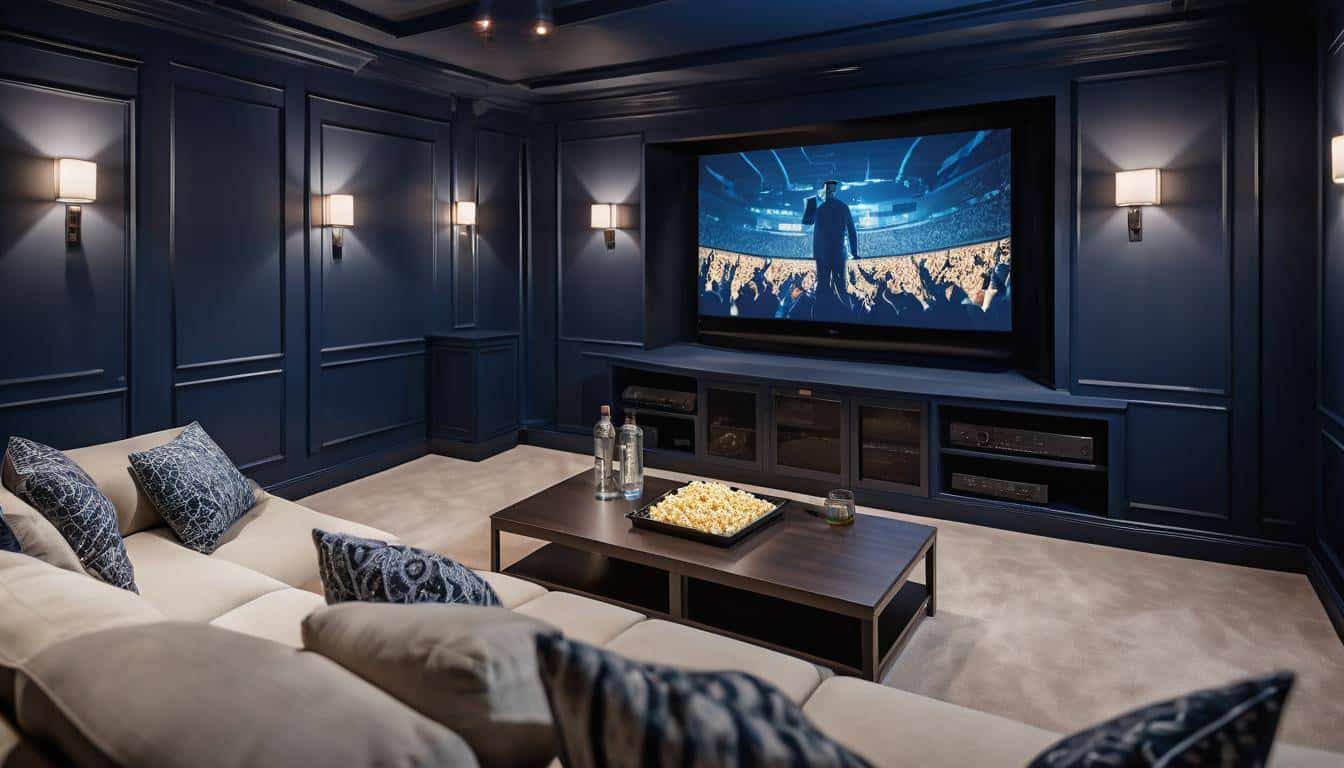 Cozy navy blue theater