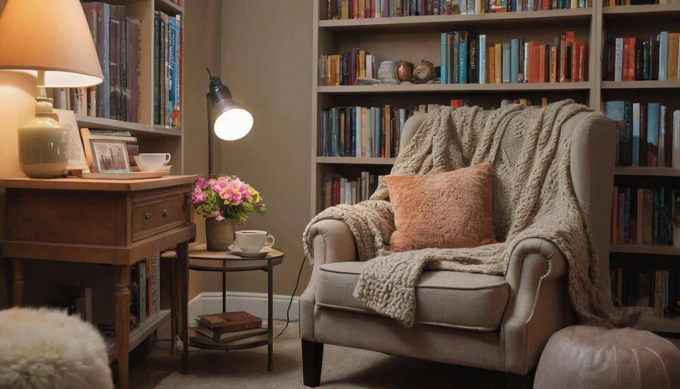 Cozy reading nook ambiance