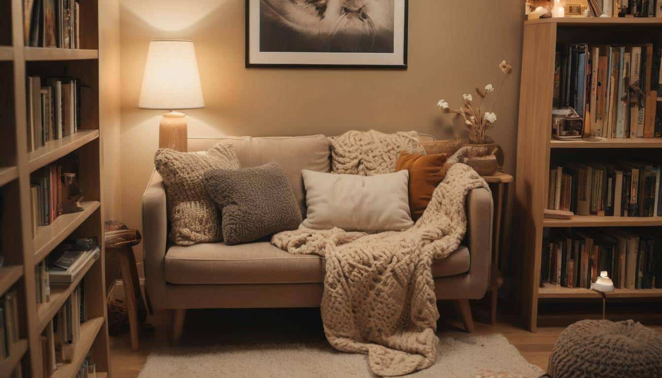 Cozy reading nook ambiance