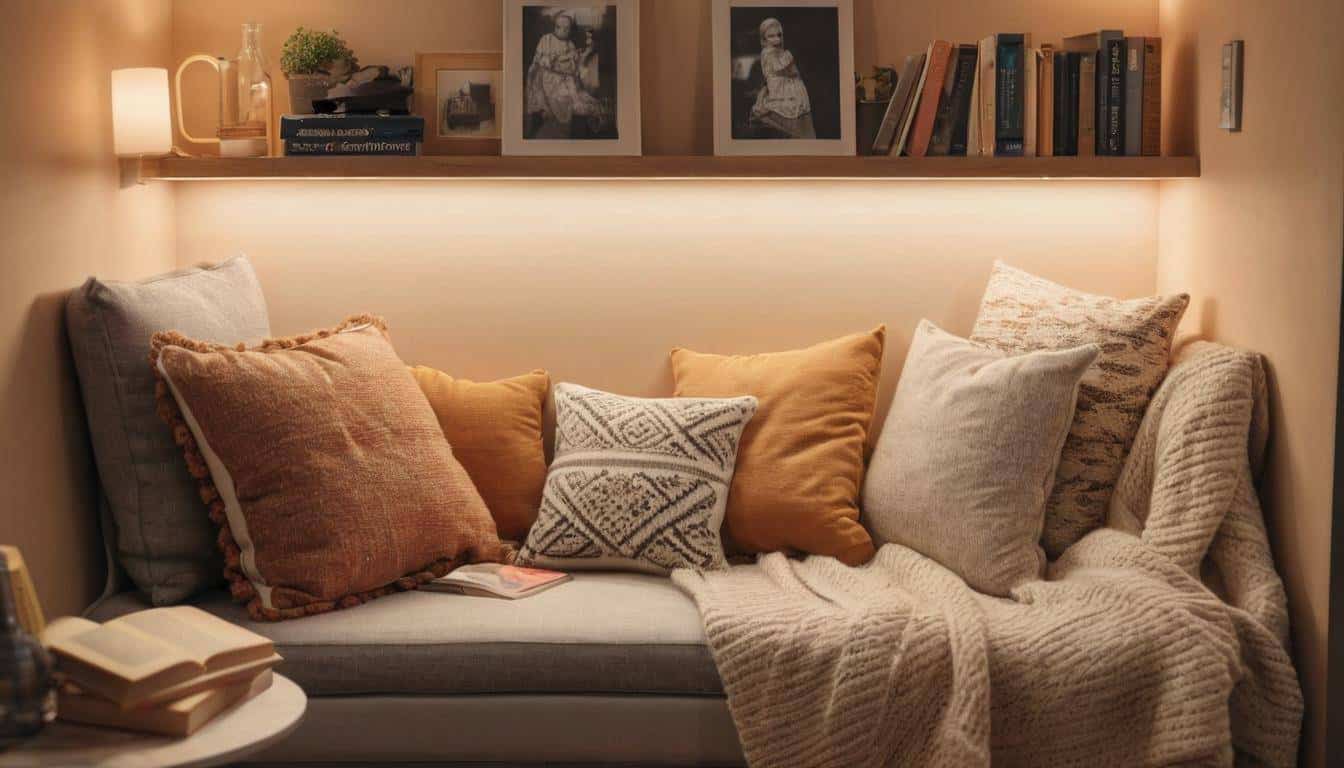 Cozy reading nook ambiance