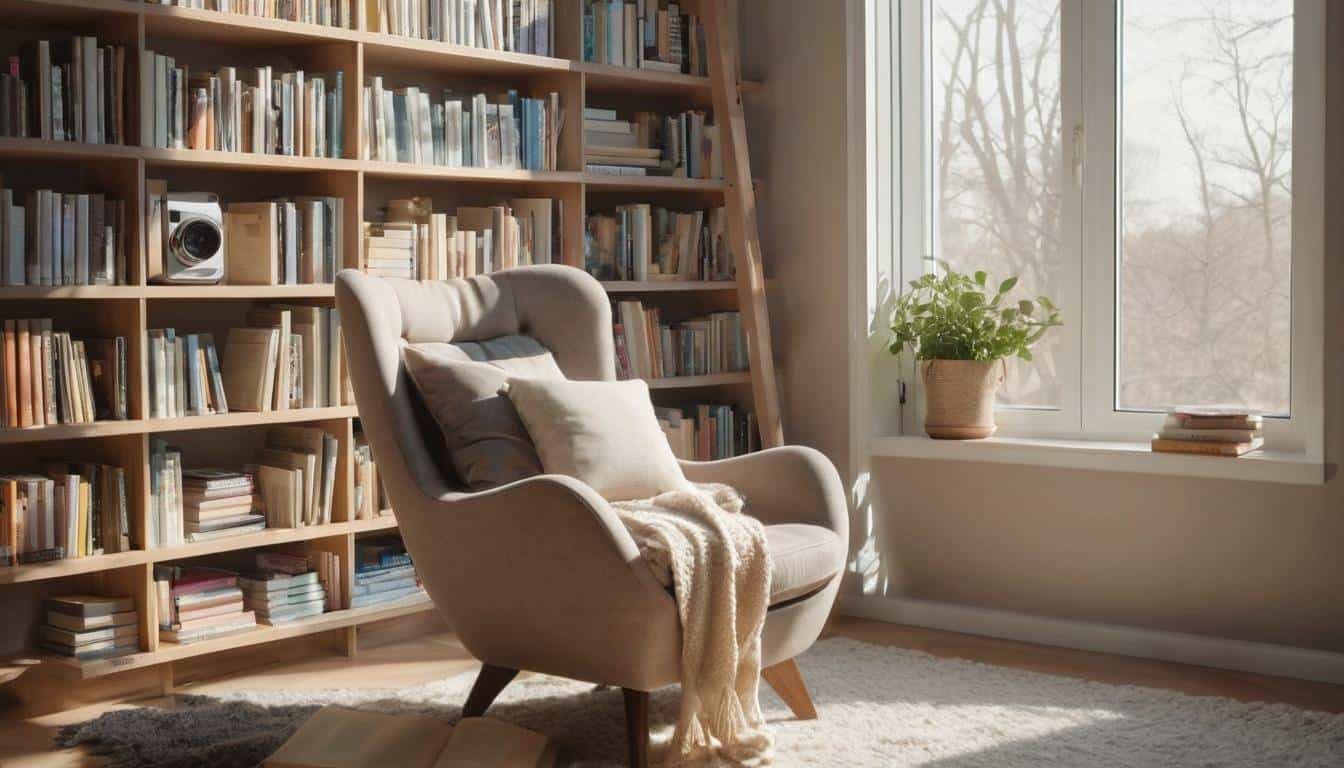 Cozy reading nook with natural light