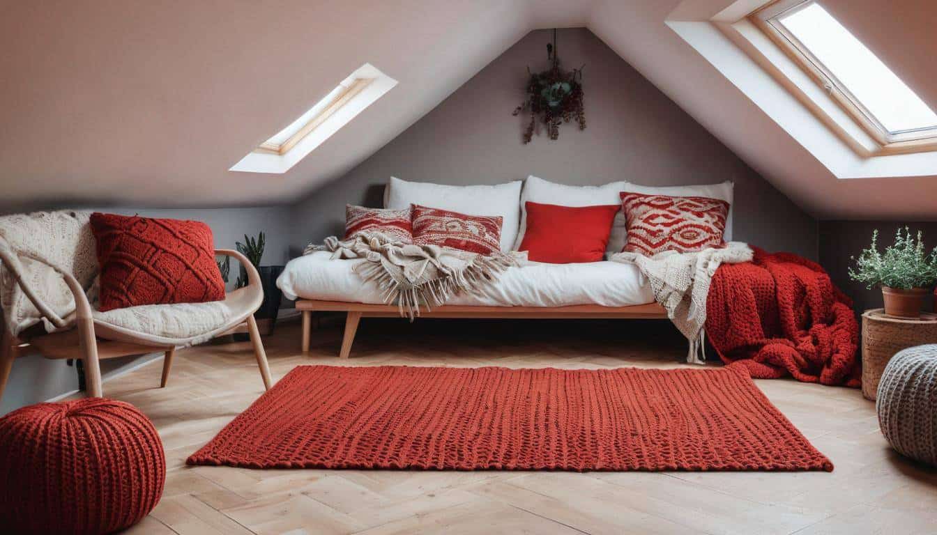 Cozy red attic design