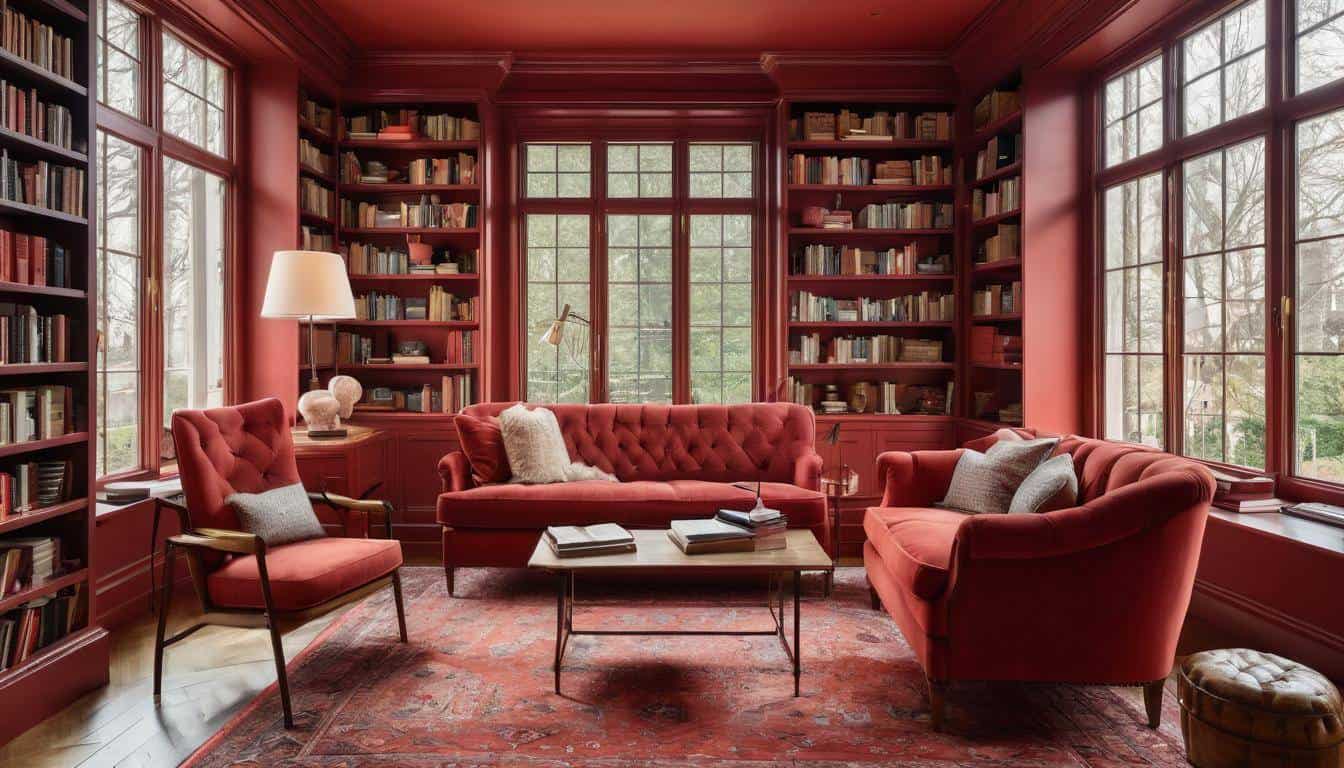 Cozy red library corner